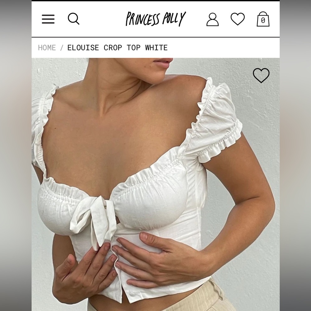 Princess Polly Elouise White Cropped Blouse